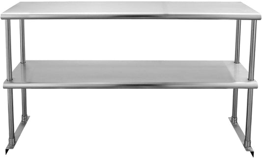 Profeeshaw Stainless Steel Overshelf for Prep & Work Table 12\u201D x 48\u201D NSF Commercial Adjustable Double Shelf 2 Tier for Restaurant, Bar, Utility Room, Kitchen and Garage