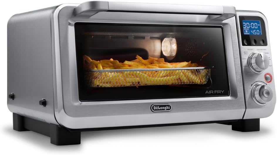 De'Longhi Digital Air Fry Convection Toaster Oven 14L Stainless Steel, Air Fry Oven, 9-in-1, Grills, Broils, Bakes, Roasts, Reheats, Keep Warm, Non-Stick, Scratch-Resistant Interior, 1800-Watts