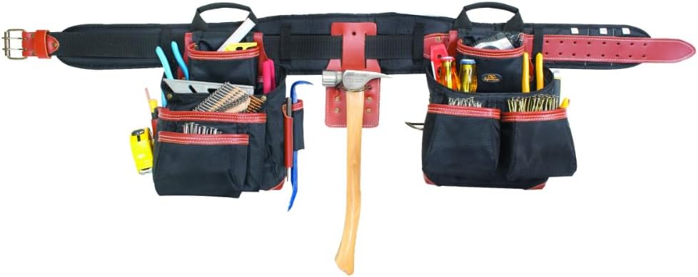 CLC Custom LeatherCraft 51452 4 Piece Top Of The Line Pro Framer's Tool Belt, Black,brown, 29"–46"