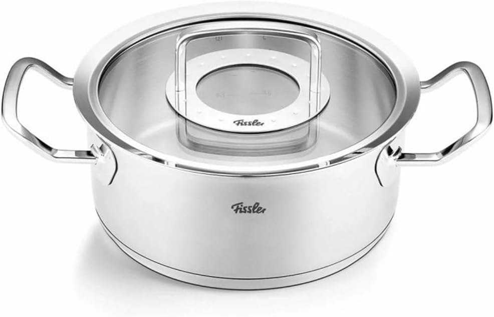 Fissler Original Profi Collection\/Roasting Pot (Diameter 20 cm, 2.6 litres) Stainless Steel Cooking Pot with Glass Lid - Induction