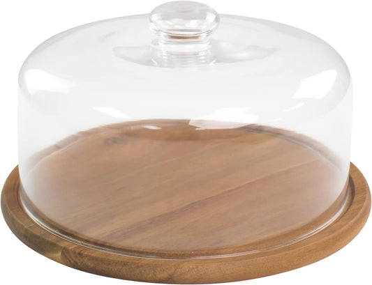 KVMORZE 10.2''Glass Dessert Dome with Base, 11.8"Decorative Cake Tray with Glass Dome Cover, Cake Fruit Display Server Tray for Kitchen, Birthday, Weddings, Appetizer Dessert & Cheese Serving Platter