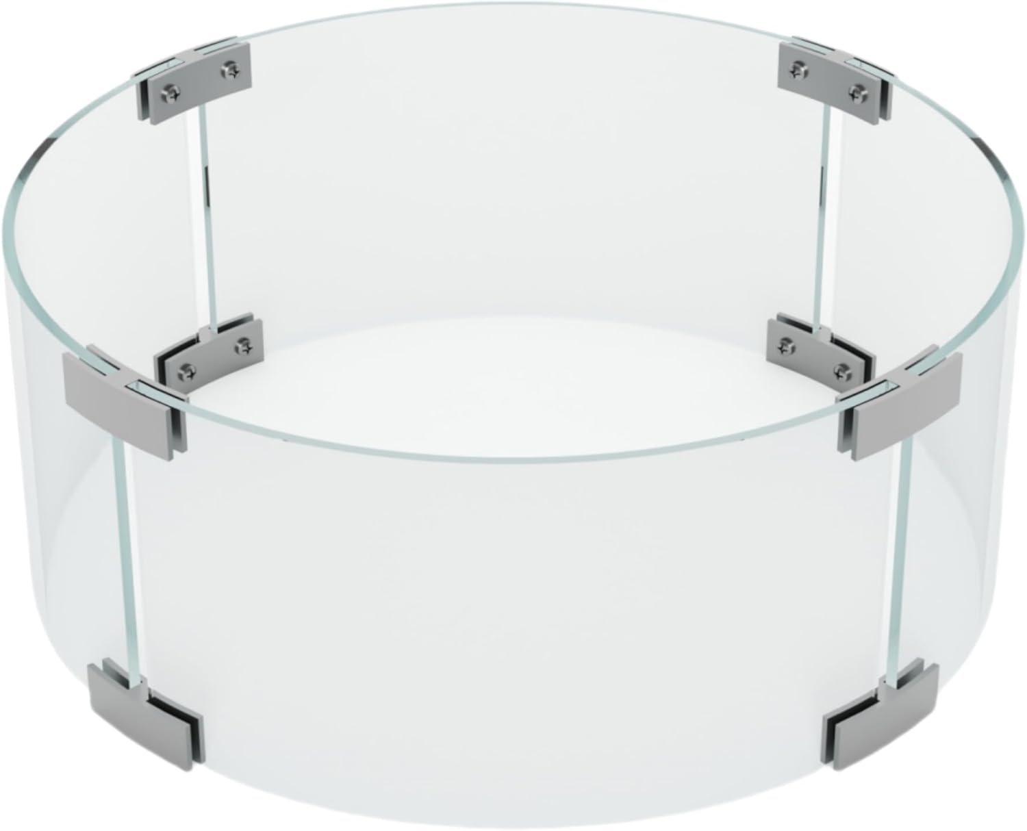 PIZZELLO Fire Pit Wind Guard 14 x 6 inch Round Tempered Glass Wind Guard with Aluminum Corner Bracket