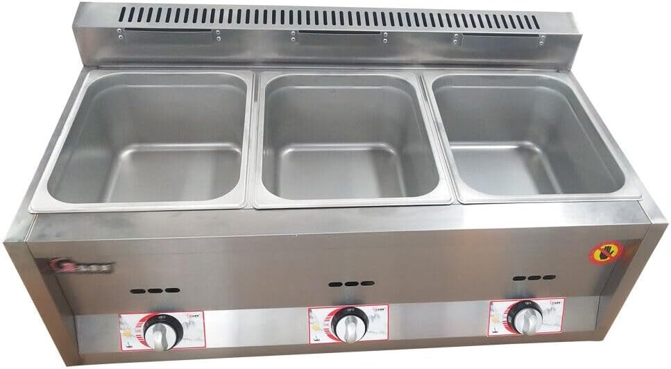 LYNICESHOP Commercial Deep Fryer, 3 Pan Gas Fryer Deep Fryer Countertop Gas Fry Stainless Steel Gas Tank Kitchen Frying Machine Countertop Oil Fryer for Home Kitchen Restaurant (3 Pan)