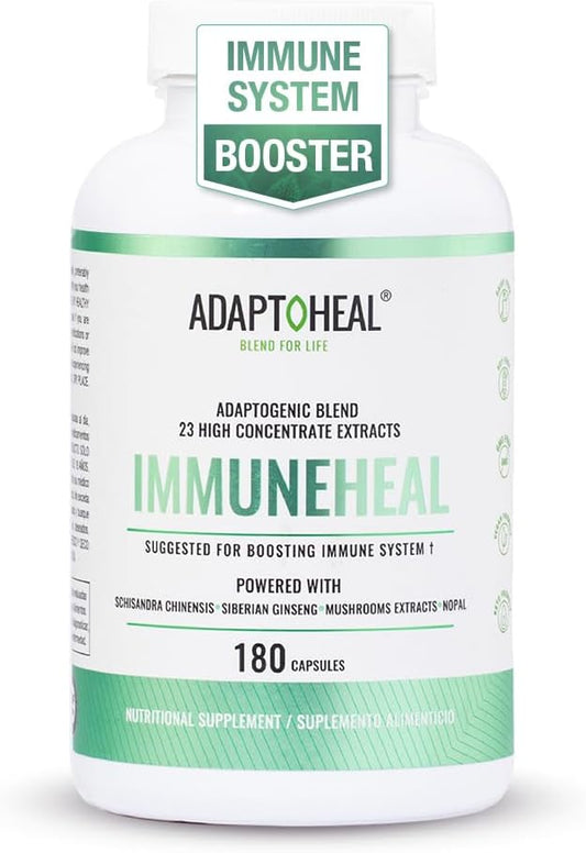 ADAPTOHEAL Immuneheal \u2013 Adaptogen, Immune System Booster Supplement with Schisandra Chinensis, Ginseng and Mushroom Extract (180 Capsules)