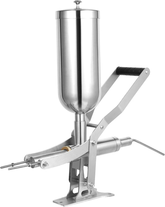 5L Manual Churro Filler Maker Machine Spanish Donuts Dessert Churro Makers Stainless Steel Chocolate Jam Filling Machine Latin Fruit Machine for Commerial or Home