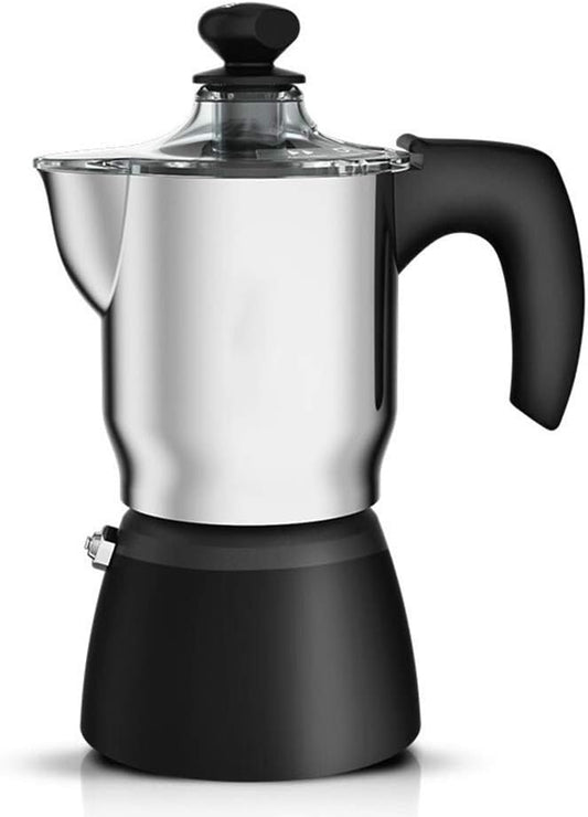 Mocha Pot Moka Pot Household Appliance Multifunctional Mocha Pot Milk Frothing Mocha Maker Stovetop Coffee Makers (Color : Silver, Size : 3 Cup) (Silver 3 Cup)