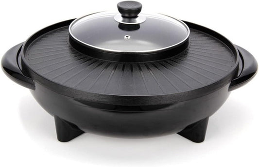 HHWKSJ 2 in 1 Electric Smokeless Grill and Hot Pot