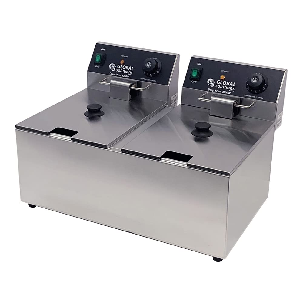 GS1612 Countertop Split Pot Electric Deep Fryer, 31 Lbs. Capacity, Stainless Steel