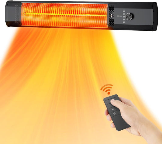 Wall Mounted Outdoor Patio Heater,Space Heater for Garage Backyard Room Indoor,1500W Fast Electric Infrared Heater with Remote Control,9H Timers,Waterproof,Child Lock,Large