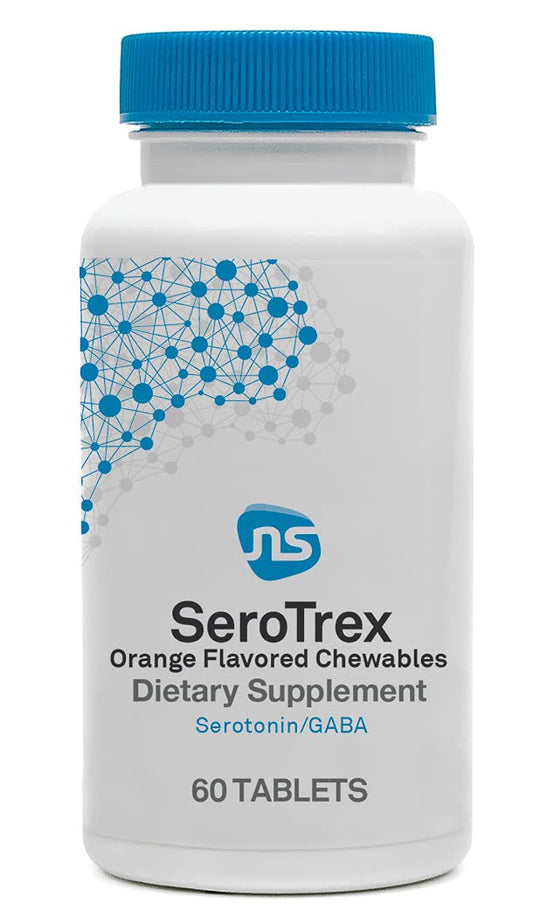 NeuroScience SeroTrex Mood Support Supplement - Chewable Calm Aid with L Theanine & 5-HTP Supplement - Encourage Calm Sleep & Relaxation in Children & Adults (60 Orange-Flavored Chewable Tablets)