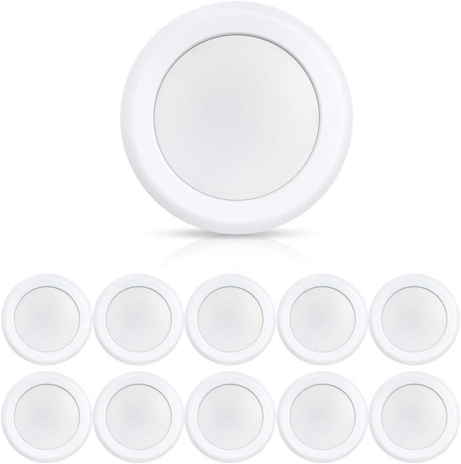 ECOELER 10Pack 6" Dimmable LED Disk Light, 16.5W 5000K Daylight 1000Lm, Dimmable Recessed Surface Mount Lighting Fixture Installs into J-Box or Recessed Can, ETL & FCC Listed