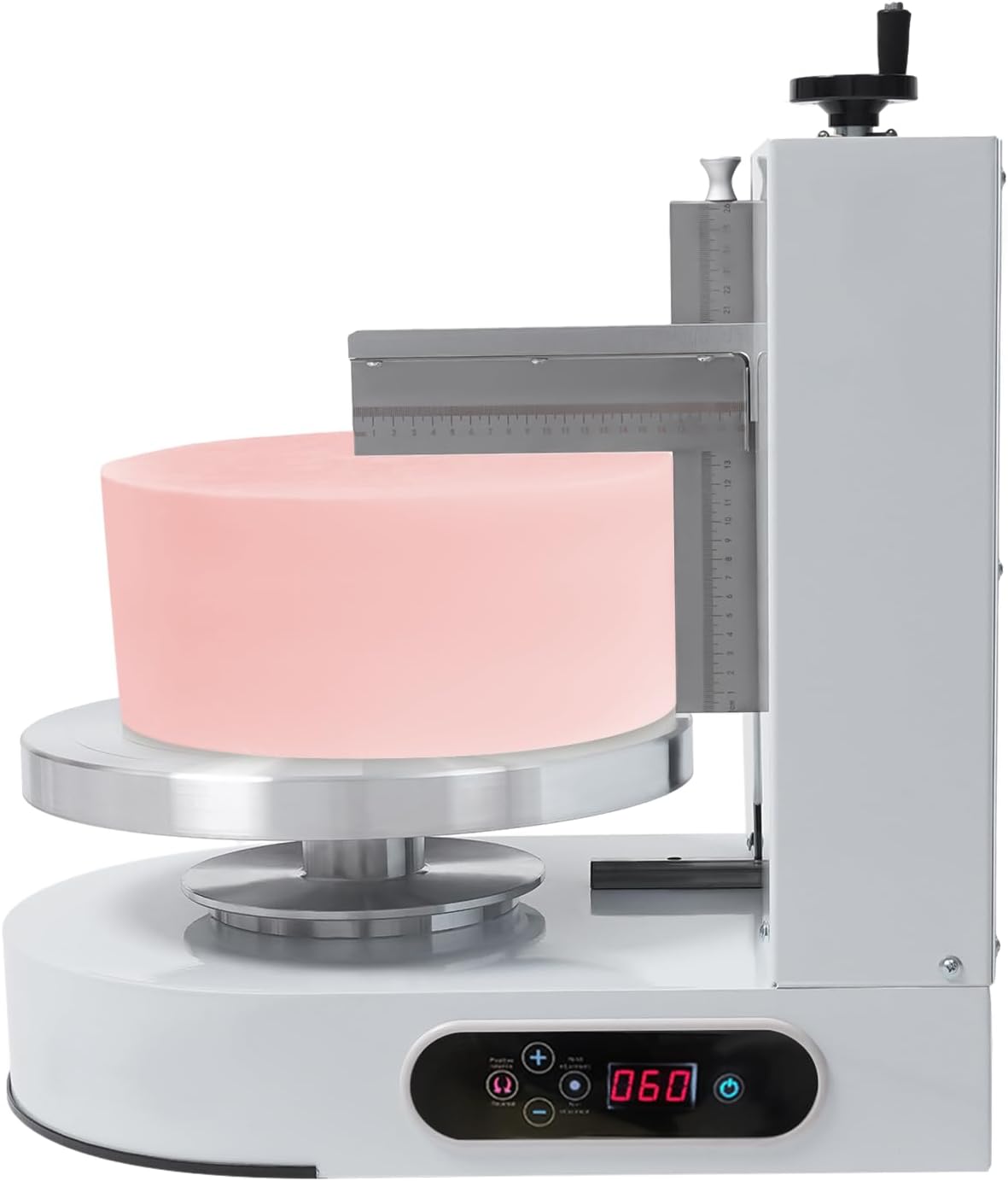 Birthday Cake Cream Smooth Coating Decoration Machine Cake Butter Cream Spreading Machine Cake Bread Cream Jam Spreader 110v-220,for 4" to 12" Cake, 60-320RPM Rotating Speed (White)