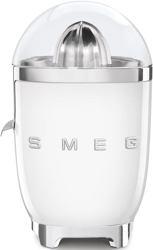 SMEG CJF11 Citrus Juicer – Retro Style Electric Juicer with Stainless Steel Reamer, Anti-Drip Spout & BPA-Free Dome Lid – Easy Clean, One-Touch Operation-White