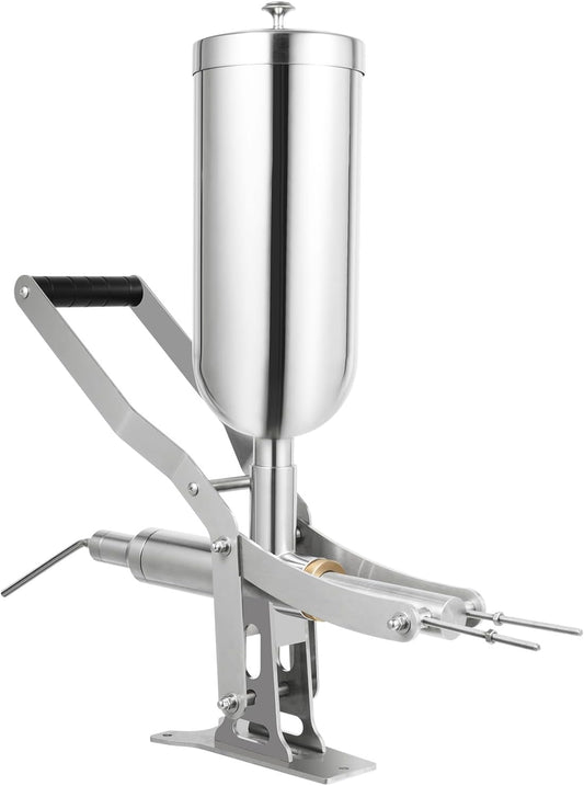 5.28QT Manual Donut-Filling Machine Stainless Steel Jam Filling Machine with 1 Long Nozzle and 3 Short Nozzles for Home Bakeries Dessert Shops