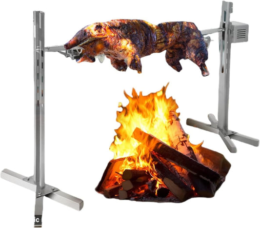 53" Outdoor Electric Rotisserie Grill, Electric BBQ Rotisserie Grill Kit, 90LBS Pig Spit Rotisserie Grill, Automatic 25W Motor And Height Adjustable Universal Roaster Stand, for Pig Lamb