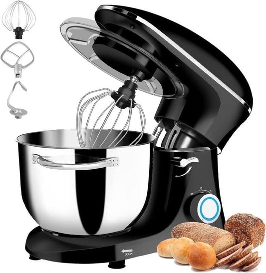 6 Quart Stand Mixer, 660W 6-Speed Tilt-Head Food Mixer, Kitchen Electric Mixer with Dough Hook, Wire Whip & Beater,Black