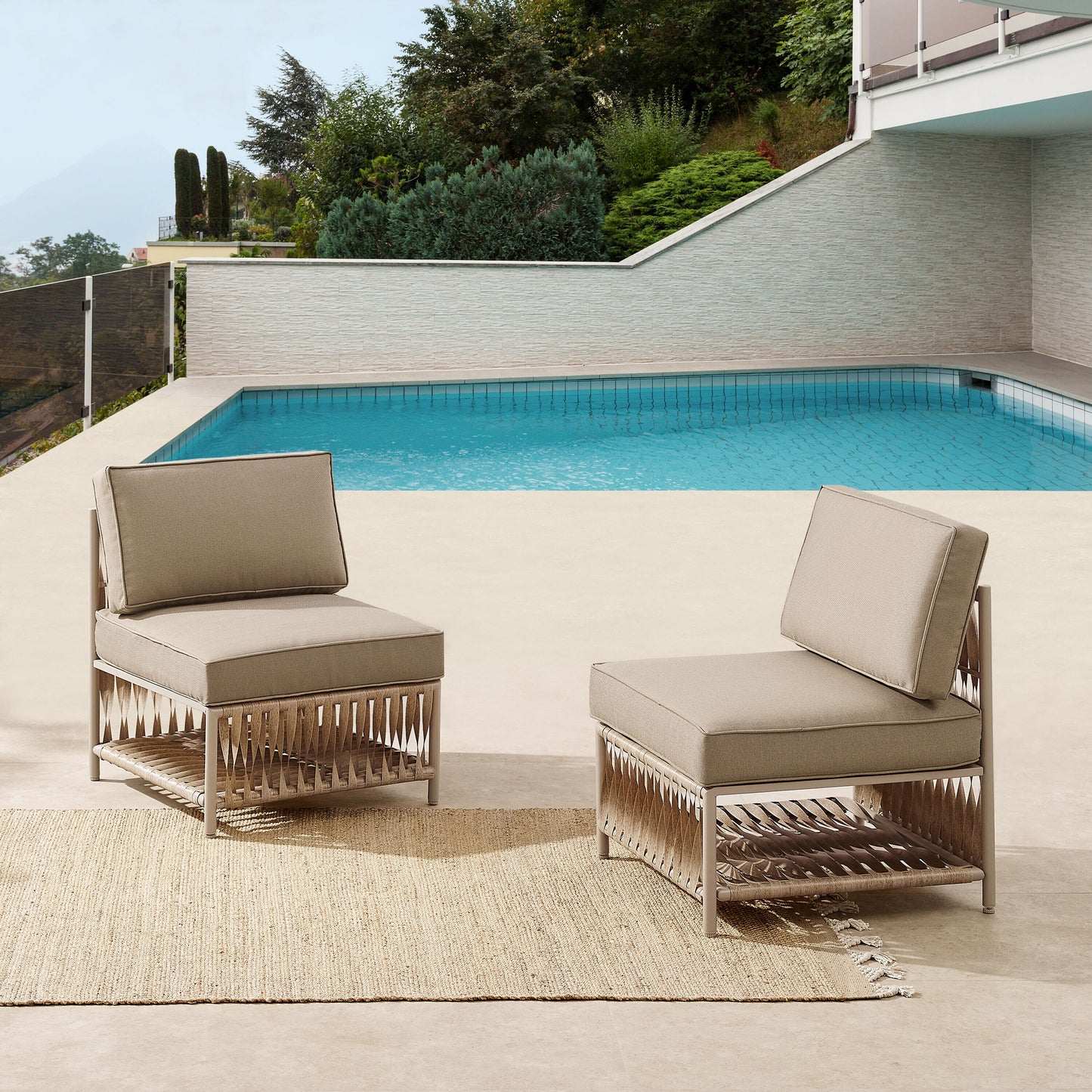 Art Leon Patio Sectional Sofa Set Rattan Outdoor Sectional with Brown Cushions and Iron Frame