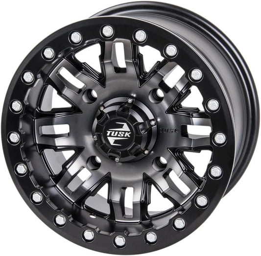 TUSK 4/137 Teton Beadlock Wheel 15x10 5.0 + 5.0 Gun Metal/Black Compatible with Can-Am Maverick X3 Max X RS Turbo RR 72 Inch 2020-2024