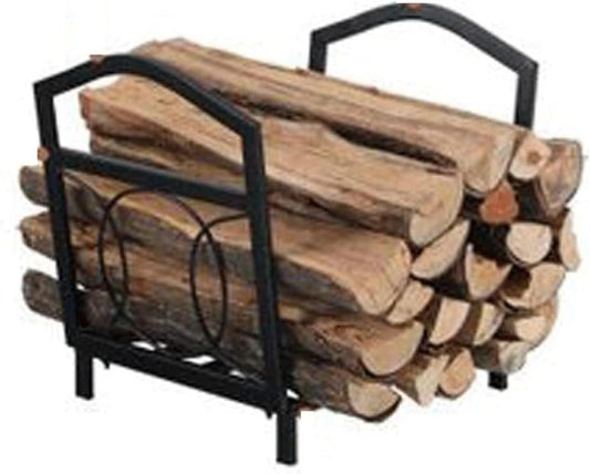 Heavy Duty Firewood Rack Stand, Metal Wood Storage Holder With Curved Handle For Indoor & Outdoor Use