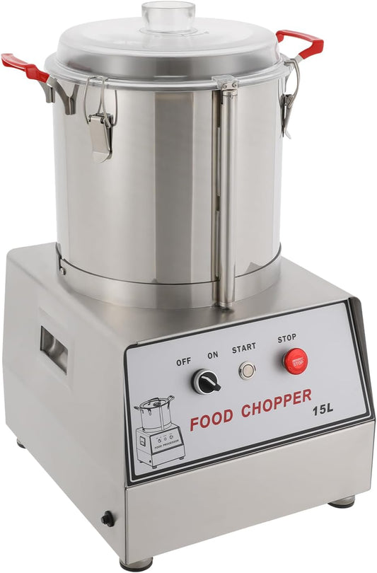 15L Food Chopper, 15.8Qt Stainless Steel Electric Meat Grinder, 110V 1400W Commercial Electric Food Cutter for Vegetable Fruits Grains Peanut Ginger Garlic 1400RPM