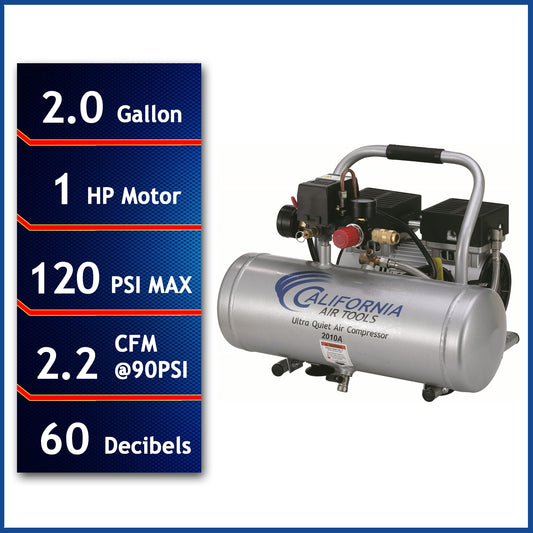 California Air Tools 2-Gallon Stationary Electric 120 PSI Horizontal Air Compressor CAT-2010A