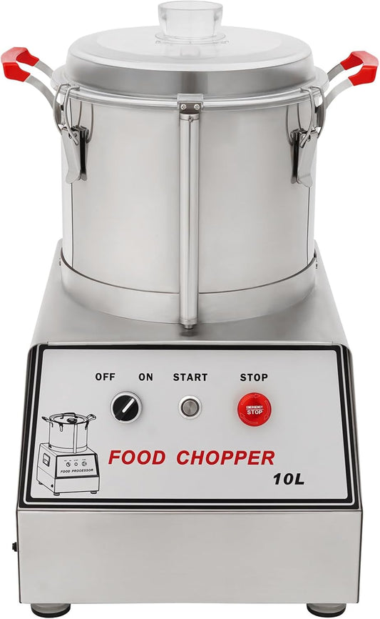Electric Food Processor, 1100W 110V Commercial Stainless Steel Food Chopping Machine with Detachable Blades, 1400 Rpm 2.64Gal Multifunctional Meat Vegetable Dicer Slicer Veggie Chopper Cutter (10L)