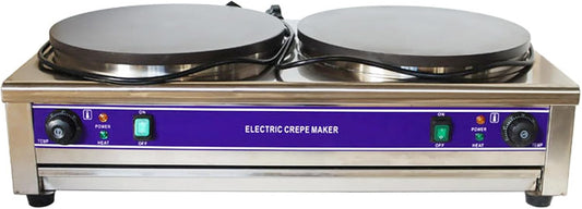 Crepe Maker Electric Crepes Making Machine Double Head Pancake Maker 40cm Per Circular Plate Non-stick Pan Griddle Machine Commercial Desktop Circular Cereals Pancake Stove Temp Control 220V