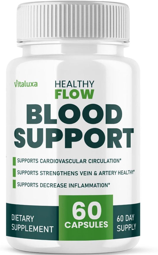Healthy Flow Blood Support - HealthyFlow Supplement Capsules for Neuropathy Balance Control Men Women, Healthy Blood Flow Cleanse Pills Advanced Formula All Natural Max Strength Reviews (60 Capsules)