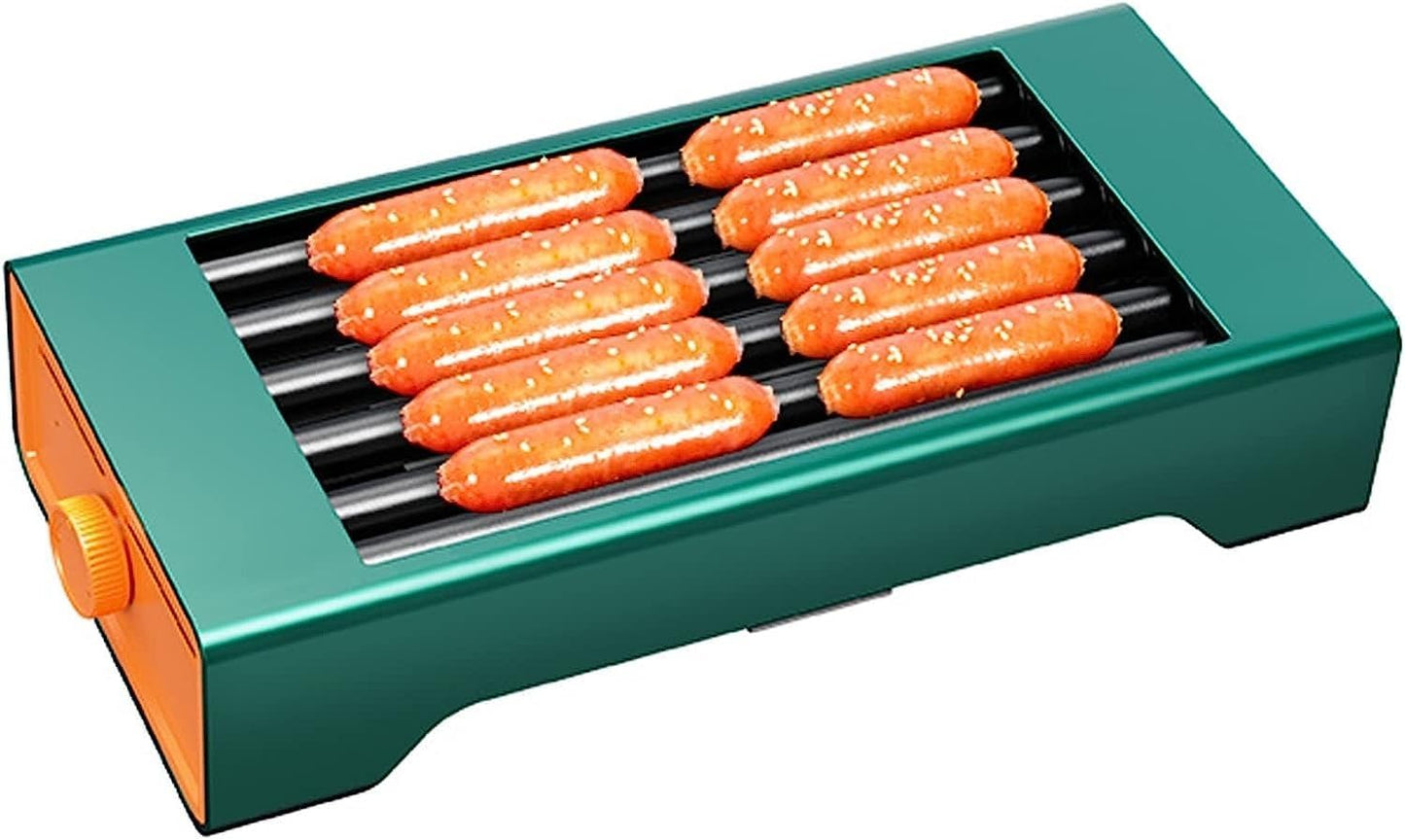 hotdog roller grill Desktop Mini Small Household Grilled Sausage Hot Dog Maker, Non-Stick Rollers Removable Drip Tray，for Children And Adults (Color : Blue, Size : 6 rods)