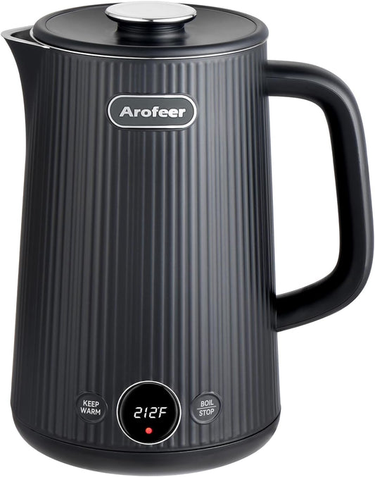 Arofeer® 1.7L(57oz) Large Electric Kettle Temperature Control, 7+Cups Electric Tea Kettle for Coffee&Tea, 2 quarts Big Hot Water Kettle Electric with,1200W,Keep Warm-Black