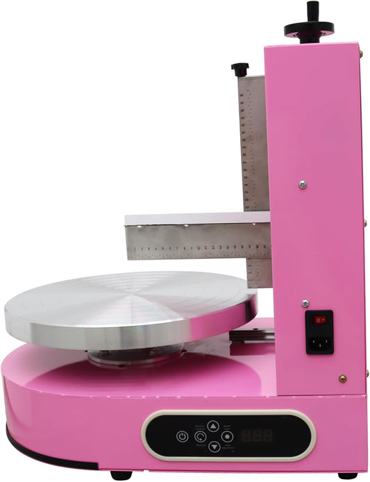 Yokoma Electric Cake Decorating Machine Cream Coating Spreading Smooth Machine Surface Scraper for 6-14inch Cakes Adjustable Rotating Speed Pink