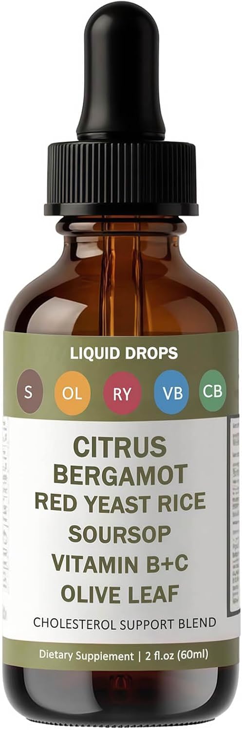 RESONA Citrus Bergamot Red Yeast Rice Drops, High Absorption Herbal Cholesterol Support Blend, with Red Yeast Rice, Bergamot, Soursop & Olive Leaf, Natural, Non-GMO, Vegan, 2 fl oz (1)