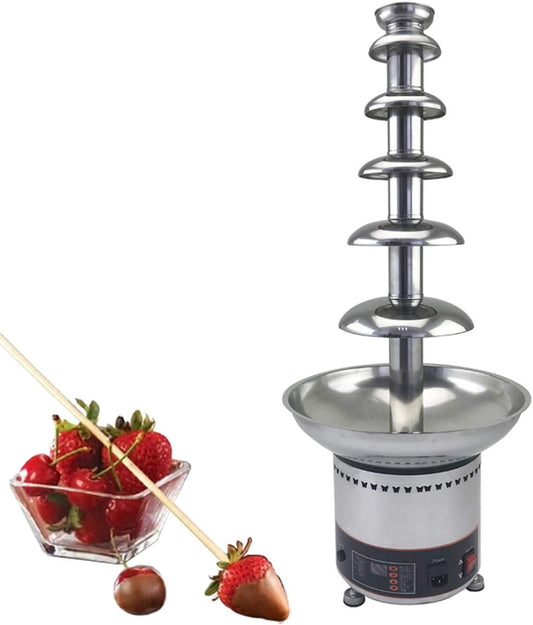 INTSUPERMAI Commercial Chocolate Fountain Professional Waterfall Melting Machine with Digital Controll 304 Stainless Steel for Weddings Parties Events Restaurants 110V (6-Tier)