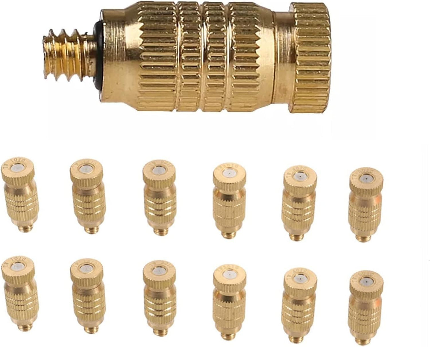 30pcs high pressure mister nozzles brass misting nozzles for cooling system fog nozzle atomizing mister sprinkle for patio garden sprayer irrigation tool kit 0 004 0 035 orifice size 0 6mm