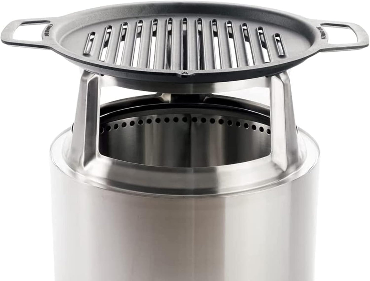 Solo Stove Bonfire Grill Top and Hub, Cast Iron Cooktop with Stainless steel Hub for 8\u201D Elevation, Addition for Bonfire Fire Pit, Weight: 20 lbs, Diameter: 17.5"