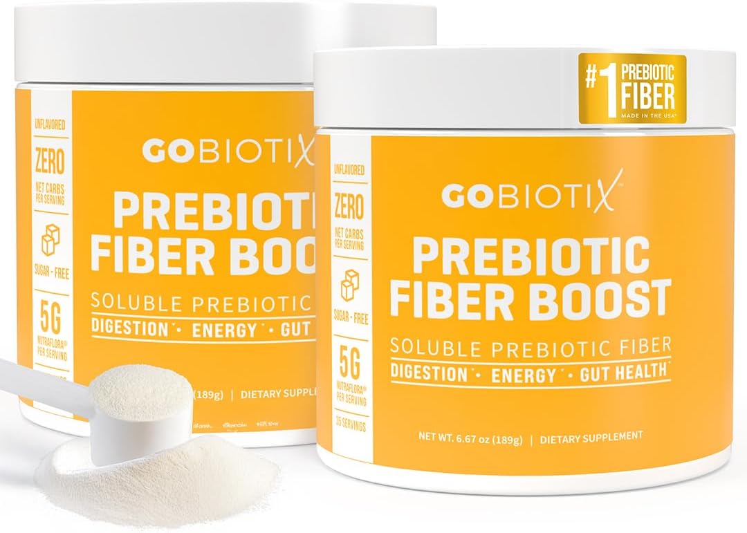GoBiotix Prebiotic Fiber Supplement Powder for Digestive Health, Soluble Fiber for Gut Health, Gluten & Sugar Free, Keto, Vegan, 35 Servings (2 Pack)