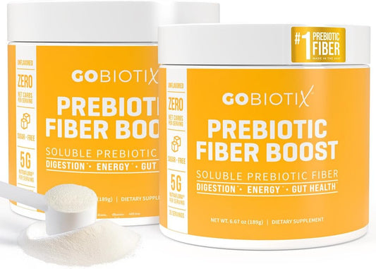GoBiotix Prebiotic Fiber Supplement Powder for Digestive Health, Soluble Fiber for Gut Health, Gluten & Sugar Free, Keto, Vegan, 35 Servings (2 Pack)