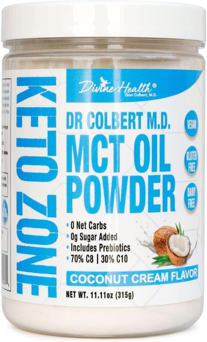 Keto Zone MCT Oil Powder | Coconut Cream Flavor | 30 Day Supply | 75\/C8 25\/C10 | 0 Net Carbs | All Natural Keto Approved For Ketosis |