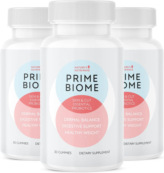 Nature\u2019s NutriWave PrimeBiome Probiotic Gummies \u2013 Plant-Based Blend with Inulin, Lion\u2019s Mane, Ginger & More\u2013 Non-GMO, No Stimulants, GMP Certified \u2013 30 Gummies, 3 Month Supply