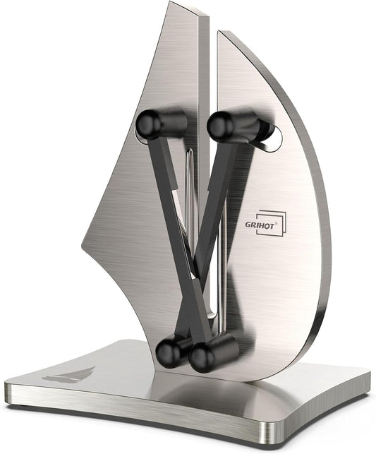 Grihot VN3 Professional Knife Sharpener | 3-Action Streamlined Sailboat Design for Effortless Knife Sharpening - The Ultimate Tool for Precision 11 to 21 Degree Angles (Upgrade Stainless Steel)