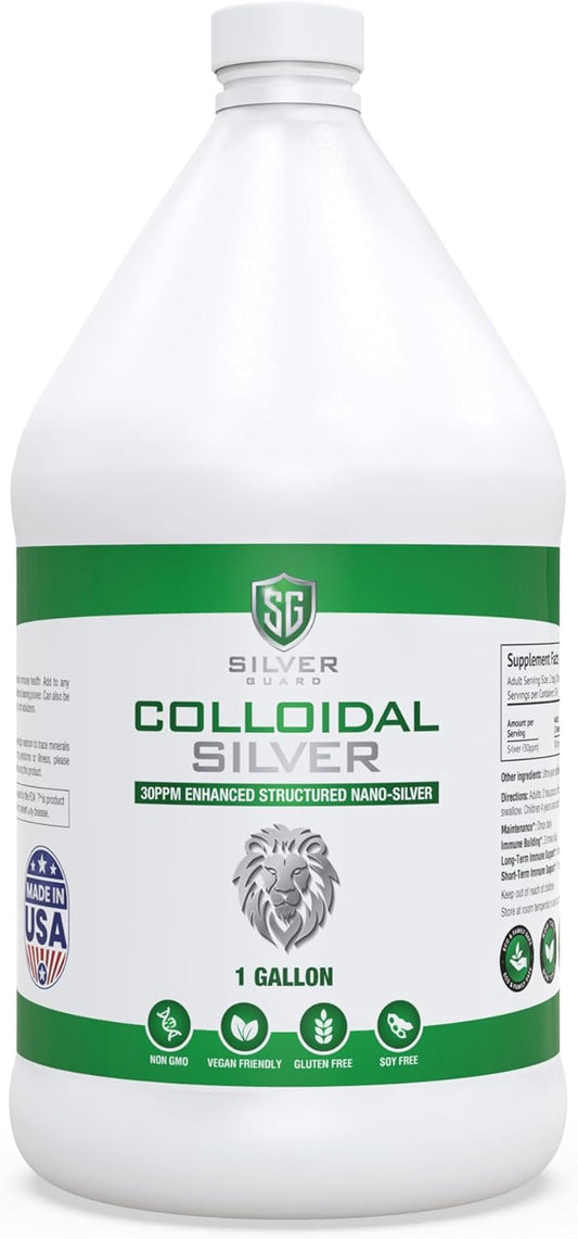 SilverGuard Enhanced Colloidal Silver Gallon Size\u201430ppm Pure & Natural Structured Silver Water\u2014Organic Colloidal Silver Solution\u2014128 oz (1 Gallon)