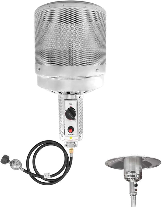 46,000 BTU Patio Heater Burner Head Replacement Assembly for Outdoor Propane Patio Heaters 304 Stainless Steel Double Cover Burner(Only Fit 2.55In Pole)