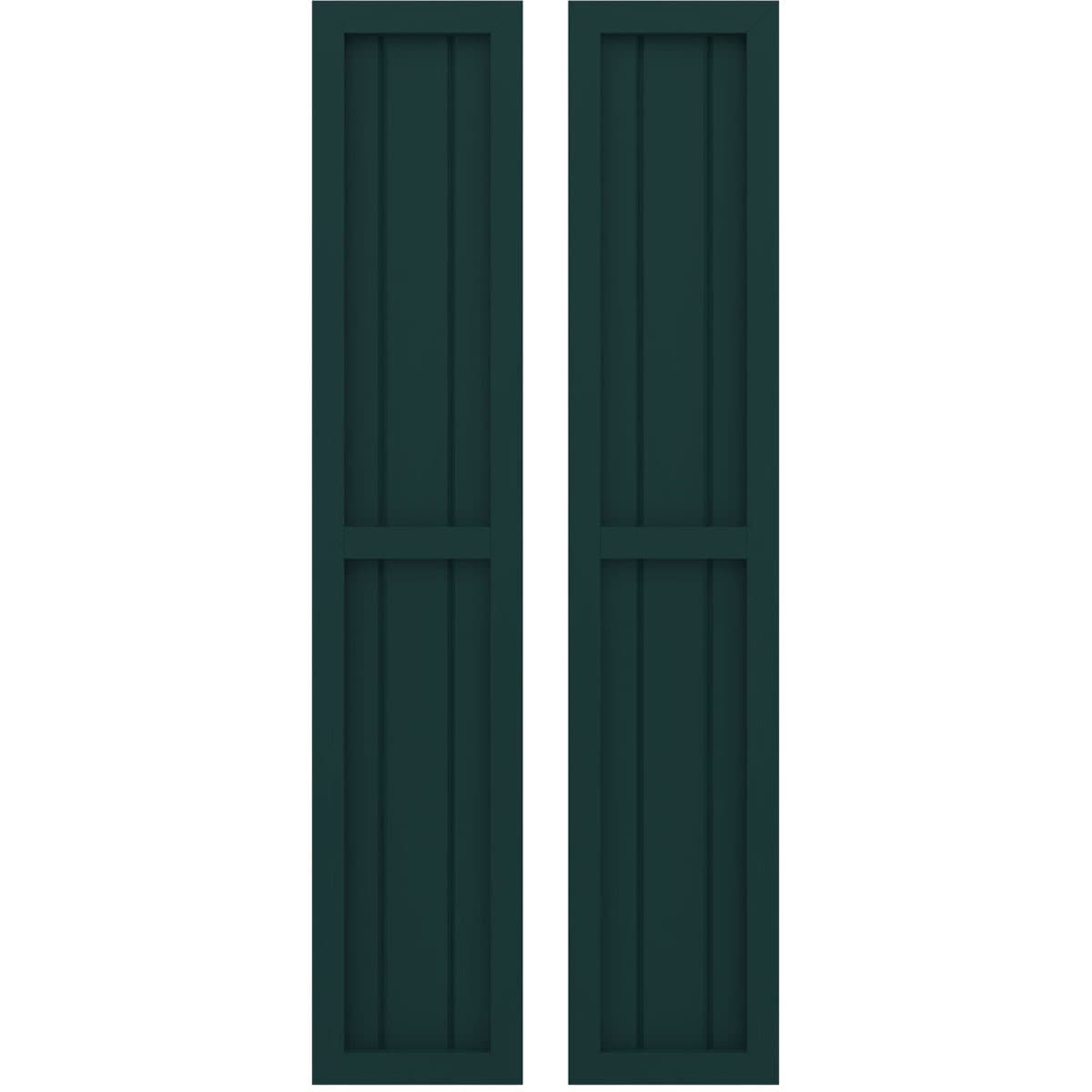 Ekena Millwork 10.5-in W x 82-in H Thermal Green Paintable/Stainable Board and batten Framed Wood Exterior Shutters ( 2 -Pack )