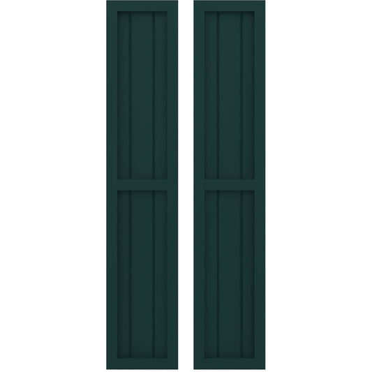 Ekena Millwork 10.5-in W x 82-in H Thermal Green Paintable/Stainable Board and batten Framed Wood Exterior Shutters ( 2 -Pack )