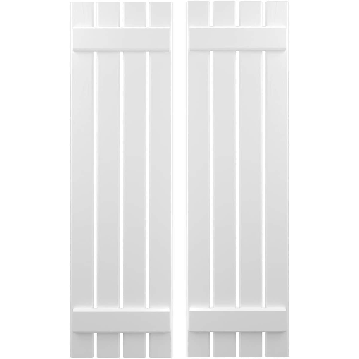 Ekena Millwork 15.5-in W x 81-in H White Paintable/Stainable Board and batten Spaced with z-bar Wood Exterior Shutters ( 2 -Pack )