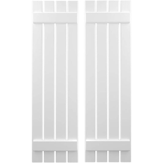 Ekena Millwork 15.5-in W x 81-in H White Paintable/Stainable Board and batten Spaced with z-bar Wood Exterior Shutters ( 2 -Pack )