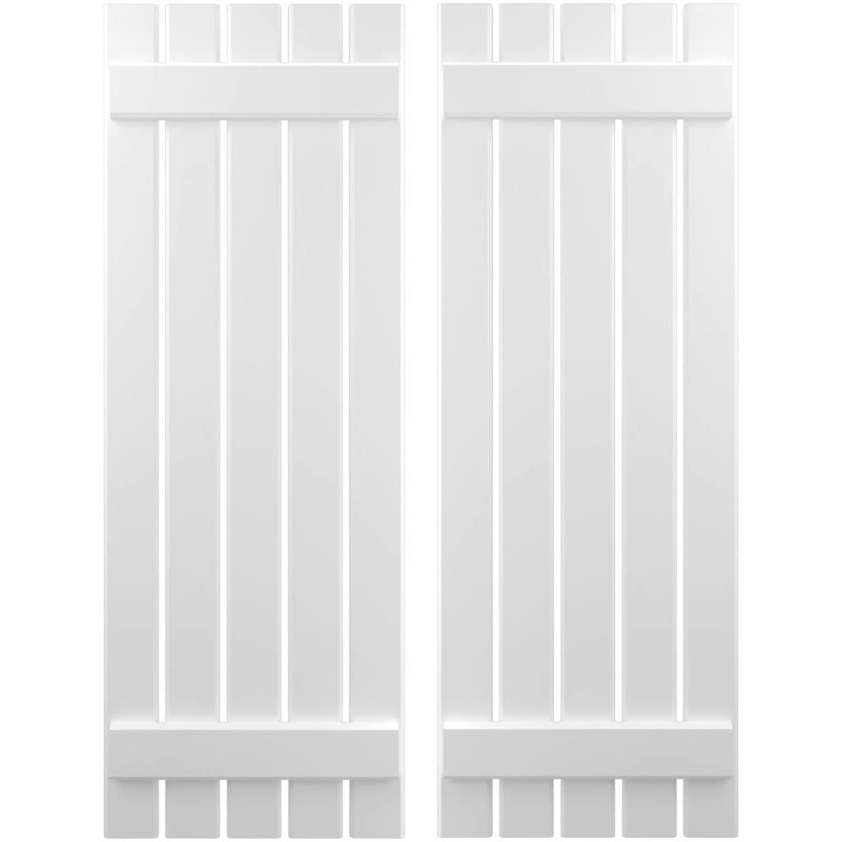 Ekena Millwork 19.5-in W x 57-in H White Paintable/Stainable Board and batten Spaced with z-bar Wood Exterior Shutters ( 2 -Pack )