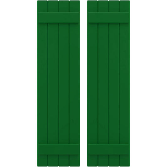 Ekena Millwork 14-in W x 73-in H Viridian Green Paintable/Stainable Board and batten Framed Wood Exterior Shutters ( 2 -Pack )