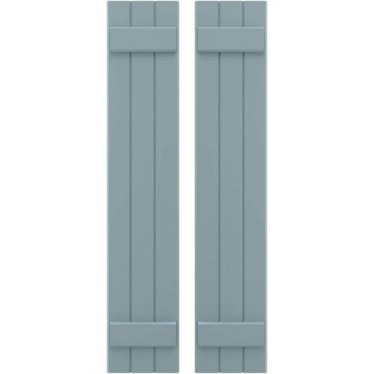 Ekena Millwork 10.5-in W x 78-in H Peaceful Blue Paintable/Stainable Board and batten Framed Wood Exterior Shutters ( 2 -Pack )