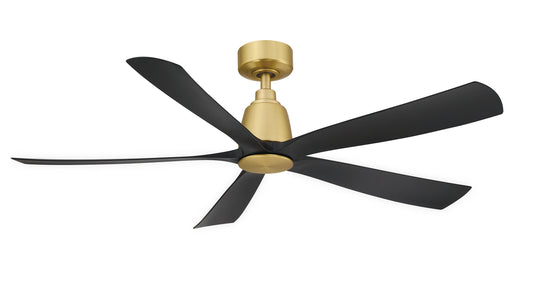 Fanimation Kute5 52-in Brushed Satin Brass with Black Blades Indoor/Outdoor Smart Ceiling Fan Light Kit Compatible and Remote (5-Blade) FPD5534BSBL